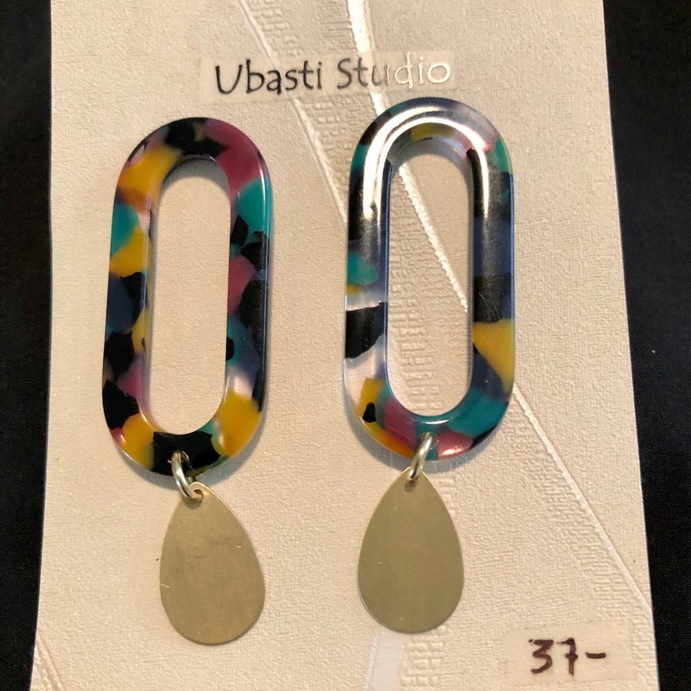 Acrylic and gold earrings